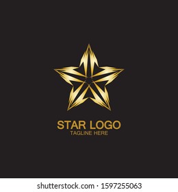 Gold Star Logo Vector in elegant Style with Black Background
