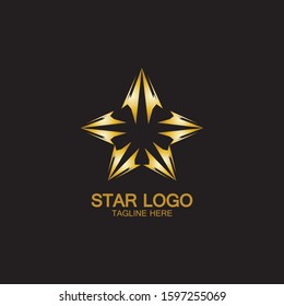 Gold Star Logo Vector in elegant Style with Black Background