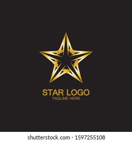 Gold Star Logo Vector in elegant Style with Black Background