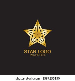 Gold Star Logo Vector in elegant Style with Black Background