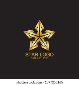 Gold Star Logo Vector in elegant Style with Black Background