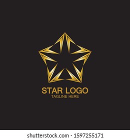 Gold Star Logo Vector in elegant Style with Black Background
