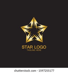 Gold Star Logo Vector in elegant Style with Black Background