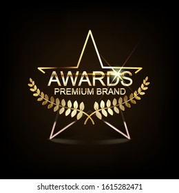 Gold Star Logo Vector in elegant Style with Black Background