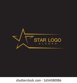 Gold Star Logo Vector in elegant Style with Black Background