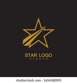 Vector con logotipo Gold Star de estilo elegante con fondo negro