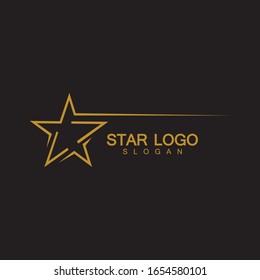 Gold Star Logo Vector in elegant Style with Black Background