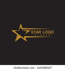 Vector con logotipo Gold Star de estilo elegante con fondo negro