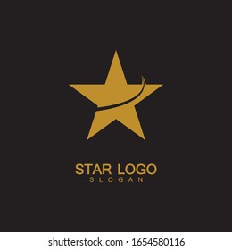 Gold Star Logo Vector in elegant Style with Black Background