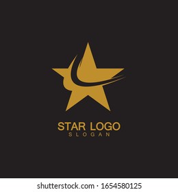 Gold Star Logo Vector in elegant Style with Black Background