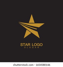 Gold Star Logo Vector in elegant Style with Black Background