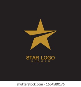 Gold Star Logo Vector in elegant Style with Black Background