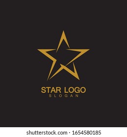 Gold Star Logo Vector in elegant Style with Black Background