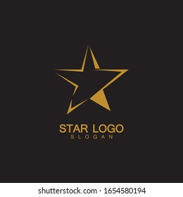 Gold Star Logo Vector in elegant Style with Black Background