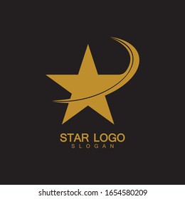 Vector con logotipo Gold Star de estilo elegante con fondo negro