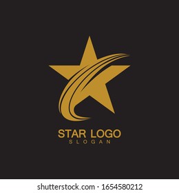 Vector con logotipo Gold Star de estilo elegante con fondo negro