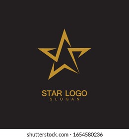 Gold Star Logo Vector in elegant Style with Black Background