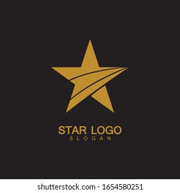 Vector con logotipo Gold Star de estilo elegante con fondo negro
