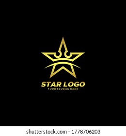 Gold Star Logo Vector in elegant Style with Black Background