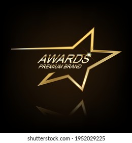 Gold Star Logo Vector in elegant Style with Black Background