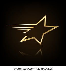 Gold Star Logo Vector in elegant Style with Black Background