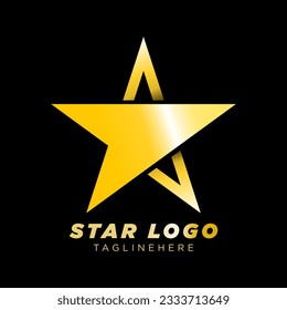 Goldener Star Logo-Vektorgrafik im eleganten Stil mit schwarzem Hintergrund