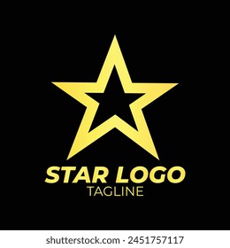 Vector con logotipo de estrella dorada en estilo elegante con fondo negro