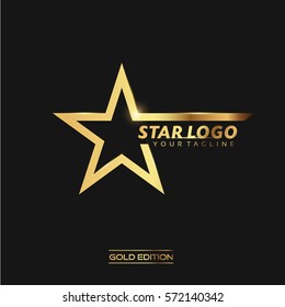 Gold Star Logo Vector in elegant Style with Black Background