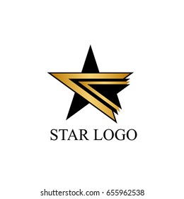 Gold Star Logo Vector in elegant Style, professional logo Vector icon illustration