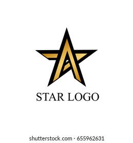 Gold Star Logo Vector in elegant Style, Vector Letter A design illustration