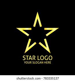 Gold Star Logo Vector in elegant Style with Black Background