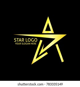 Gold Star Logo Vector in elegant Style with Black Background