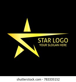 Gold Star Logo Vector in elegant Style with Black Background