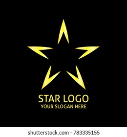 Gold Star Logo Vector in elegant Style with Black Background