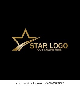 Vector con logotipo Gold Star sobre fondo negro. Perfecto Para Su Logotipo De Negocio O Gran Logotipo De Evento.