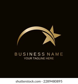 Gold Star Logo Vector on Black Background. Perfect For Your Business Logo Or Big Event Logo.