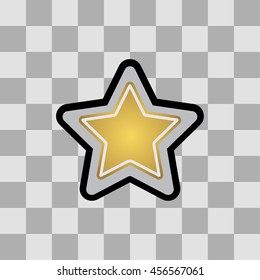 Gold Star Material for Pokeball Design with Scale. Button Vector Illustration