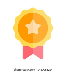 Gold star medal with red ribbon icon. Flat illustration colored vector isolated icons of Award medal gift icons