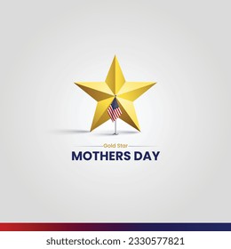 Gold Star Mother's Day background design. 3D golden color star.