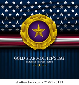 Gold star mothers day background vector illustration