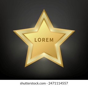 Gold star on black background with space for text