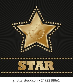 gold star on a black background. Vector illustration