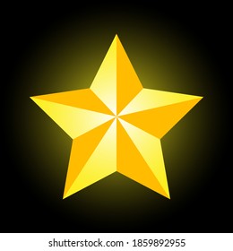 Estrella dorada sobre fondo negro. Súper. Estrella de éxito. Crecimiento profesional. La vejez del éxito. Estrella dorada. Star Trek. Logotipo. Coloca tu texto. Premio. Premio a la celebridad. Vector.