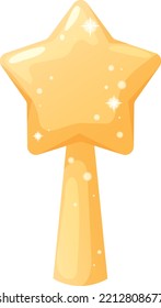 Gold star on Christmas tree. Tip of star on Christmas tree