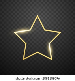 Gold star on dark transparent background