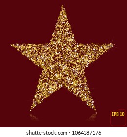 Gold star on holiday background. Vector, golden stars confetti concept.