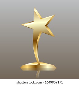 gold star on podium, entertainment and show business vector background, layered and editable