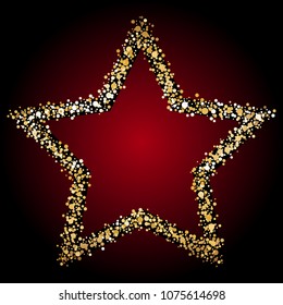 Gold star on a red background.