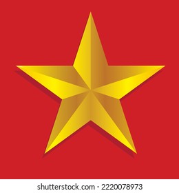 Estrella dorada con fondo rojo