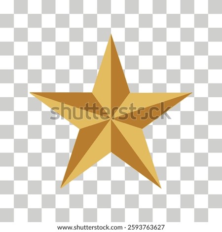 gold star on transparent background. star icon. flat style